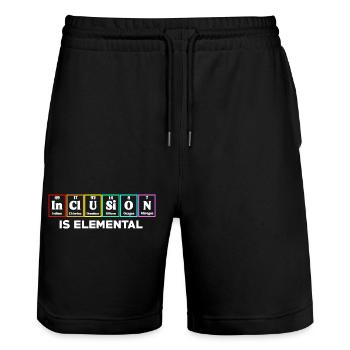 Inclusion Is Elemental LGBT Flag Gay Pride Month - Stanley/Stella Trainer Unisex Organic Jogging Shorts - black - Front - Nik (191cm) & Marisol (170cm)