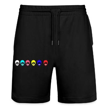 Bunte Köpfe - Stanley/Stella Unisex Bio Joggingshorts Trainer  - Schwarz - Vorne - Nik (191cm) & Marisol (170cm)