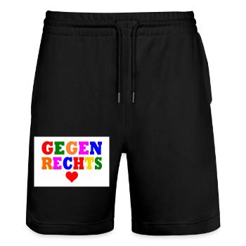 Gegen rechts - Stanley/Stella Unisex Bio Joggingshorts Trainer  - Schwarz - Vorne - Nik (191cm) & Marisol (170cm)