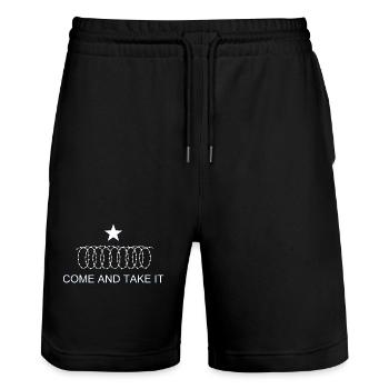 Texas Flag Come and Take It Razor wire - Stanley/Stella Trainer Unisex Organic Jogging Shorts - black - Front - Nik (191cm) & Marisol (170cm)