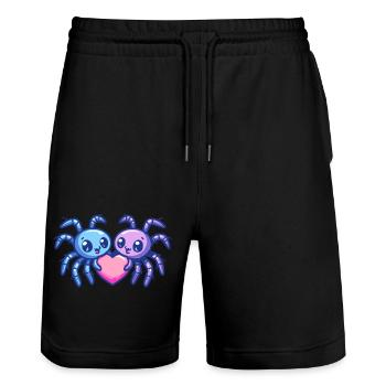 Tarantula Paar Liebe Spinne Verliebt - Stanley/Stella Unisex Bio Joggingshorts Trainer  - Schwarz - Vorne - Nik (191cm) & Marisol (170cm)