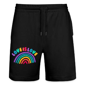 Love is all - Stanley/Stella Unisex Bio Joggingshorts Trainer  - Schwarz - Vorne - Nik (191cm) & Marisol (170cm)