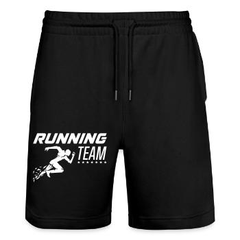 running team - Stanley/Stella Trainer Unisex Organic Jogging Shorts - black - Front - Nik (191cm) & Marisol (170cm)