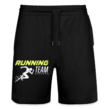 running team 1 - Stanley/Stella Unisex Bio Joggingshorts Trainer  - Schwarz - Vorne - Nik (191cm) & Marisol (170cm)