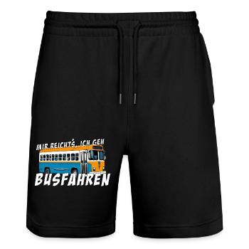 Mir reicht´s, ich geh Busfahren - Stanley/Stella Unisex Bio Joggingshorts Trainer  - Schwarz - Vorne - Nik (191cm) & Marisol (170cm)