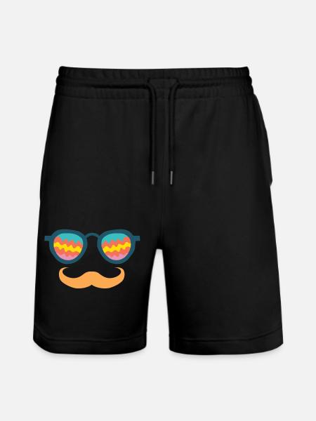 Fun Mustache Hipster Party Sunglasses - Stanley/Stella Trainer Unisex Organic Jogging Shorts - black