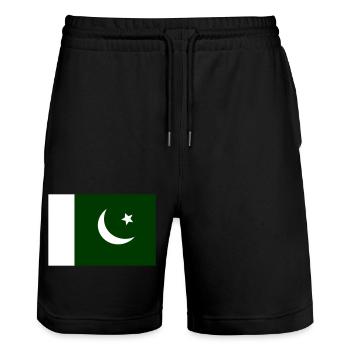 Pakistan - Short de jogging bio TRAINER Stanley/Stella unisexe - noir - Devant - Nik (191cm) & Marisol (170cm)