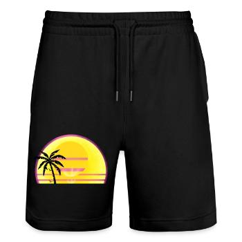 Sonnen Sommer Ruhetag - Stanley/Stella Unisex Bio Joggingshorts Trainer  - Schwarz - Vorne - Nik (191cm) & Marisol (170cm)