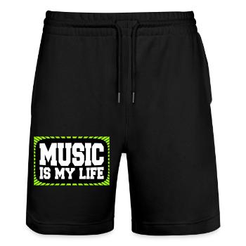Music Is My Life Musik Ist Mein Leben Liebe Spruch - Stanley/Stella Unisex Bio Joggingshorts Trainer  - Schwarz - Vorne - Nik (191cm) & Marisol (170cm)