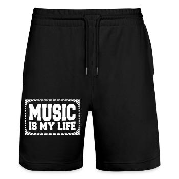 Music Is My Life Musik Ist Mein Leben Liebe Spruch - Stanley/Stella Trainer Unisex Organic Jogging Shorts - black - Front - Nik (191cm) & Marisol (170cm)