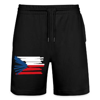 Czech Republic Flag - Modern Art - Stanley/Stella Trainer Unisex Organic Jogging Shorts - black - Front - Nik (191cm) & Marisol (170cm)