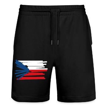 Czech Republic Flag - Modern Art - Stanley/Stella Trainer Unisex Organic Jogging Shorts - black - Front - Nik (191cm) & Marisol (170cm)