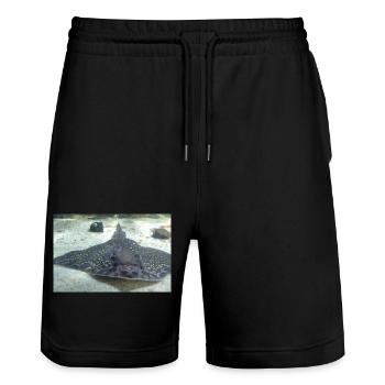 SEA LIFE - Stanley/Stella Trainer Unisex Organic Jogging Shorts - black - Front - Nik (191cm) & Marisol (170cm)