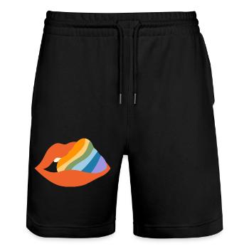 Lèvres de fierté - Short de jogging bio TRAINER Stanley/Stella unisexe - noir - Devant - Nik (191cm) & Marisol (170cm)