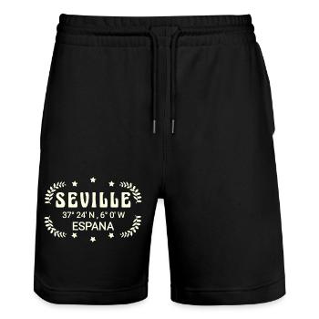 Coordonnées Séville España - Short de jogging bio TRAINER Stanley/Stella unisexe - noir - Devant - Nik (191cm) & Marisol (170cm)