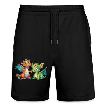 Dragon Dragon Enfants Enfant Créature Mythique - Short de jogging bio TRAINER Stanley/Stella unisexe - noir - Devant - Nik (191cm) & Marisol (170cm)