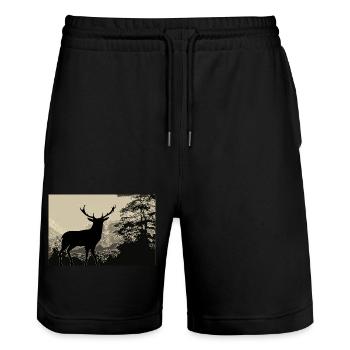 Cerf - Short de jogging bio TRAINER Stanley/Stella unisexe - noir - Devant - Nik (191cm) & Marisol (170cm)