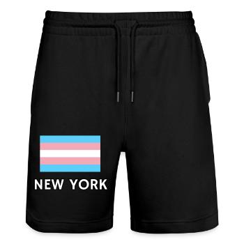 Trans Pride Flagge New York - Stanley/Stella Unisex Bio Joggingshorts Trainer  - Schwarz - Vorne - Nik (191cm) & Marisol (170cm)