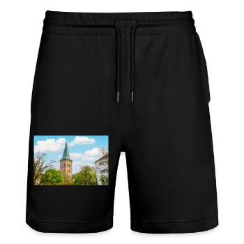 Église Sainte-Catherine d’Osnabrück - Short de jogging bio TRAINER Stanley/Stella unisexe - noir - Devant - Nik (191cm) & Marisol (170cm)