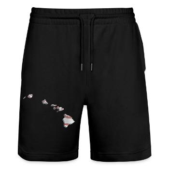 Echter Baseball in der Hawaii State Landkarte - Stanley/Stella Unisex Bio Joggingshorts Trainer  - Schwarz - Vorne - Nik (191cm) & Marisol (170cm)