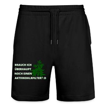 Cannabis Anpflanzen - Stanley/Stella Unisex Bio Joggingshorts Trainer  - Schwarz - Vorne - Nik (191cm) & Marisol (170cm)