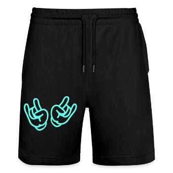 rock hands - Stanley/Stella Trainer Unisex Organic Jogging Shorts - black - Front - Nik (191cm) & Marisol (170cm)