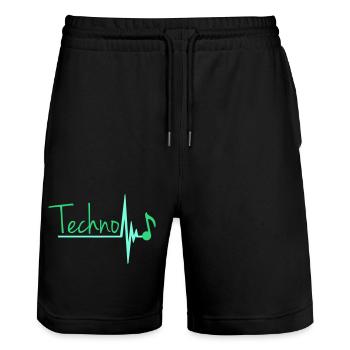 Techno Music Letters Musical Note Pulse Heartbeat - Stanley/Stella Trainer Unisex Organic Jogging Shorts - black - Front - Nik (191cm) & Marisol (170cm)