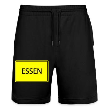 Panneau de la ville d’Essen - Short de jogging bio TRAINER Stanley/Stella unisexe - noir - Devant - Nik (191cm) & Marisol (170cm)