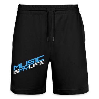 Music is Life Musik ist Leben Liebe Spruch Zitat - Stanley/Stella Unisex Bio Joggingshorts Trainer  - Schwarz - Vorne - Nik (191cm) & Marisol (170cm)