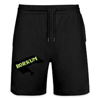 Borkum Island - Stanley/Stella Trainer Unisex Organic Jogging Shorts - black - Front - Nik (191cm) & Marisol (170cm)