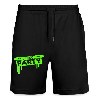 Mixer Party Spray DJ Vinyl Record Music - Stanley/Stella Trainer Unisex Organic Jogging Shorts - black - Front - Nik (191cm) & Marisol (170cm)