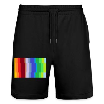 Bunte Struktur - Stanley/Stella Unisex Bio Joggingshorts Trainer  - Schwarz - Vorne - Nik (191cm) & Marisol (170cm)