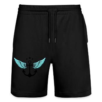 Symbole d’ancre - Short de jogging bio TRAINER Stanley/Stella unisexe - noir - Devant - Nik (191cm) & Marisol (170cm)