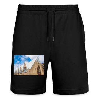 Feskekörka fishmarket Gothenburg City (Göteborg) - Stanley/Stella Trainer Unisex Organic Jogging Shorts - black - Front - Nik (191cm) & Marisol (170cm)