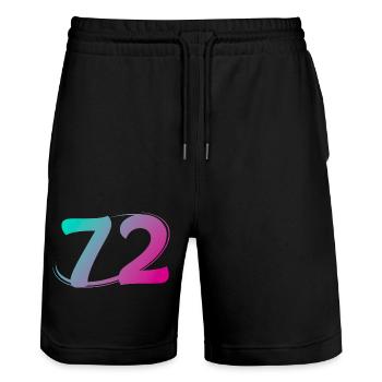 Number 71 multicolor - Stanley/Stella Trainer Unisex Organic Jogging Shorts - black - Front - Nik (191cm) & Marisol (170cm)