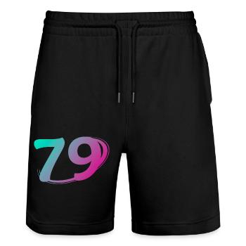 Nummer 79 mehrfarbig - Stanley/Stella Unisex Bio Joggingshorts Trainer  - Schwarz - Vorne - Nik (191cm) & Marisol (170cm)