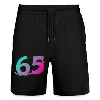 Number 65 multicolor - Stanley/Stella Trainer Unisex Organic Jogging Shorts - black - Front - Nik (191cm) & Marisol (170cm)