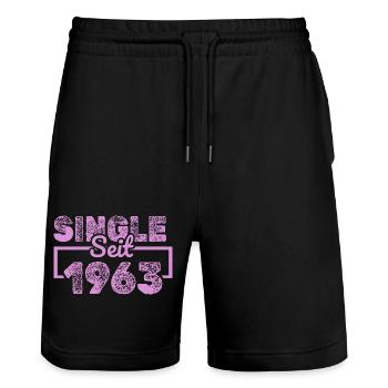 Single 1963 - Stanley/Stella Trainer Unisex Organic Jogging Shorts - black - Front - Nik (191cm) & Marisol (170cm)