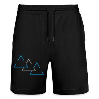 "Triangle geometric print" - Stanley/Stella Trainer Unisex Organic Jogging Shorts - black - Front - Nik (191cm) & Marisol (170cm)