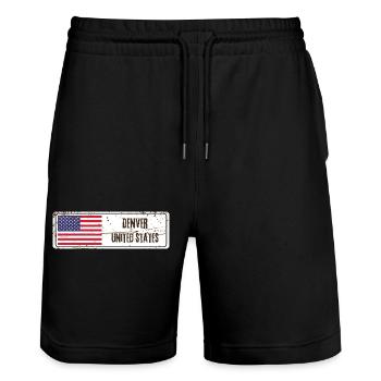 Denver Vereinigte Staaten Flagge - Stanley/Stella Unisex Bio Joggingshorts Trainer  - Schwarz - Vorne - Nik (191cm) & Marisol (170cm)