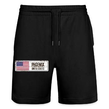 Phoenix Flagge der Vereinigten Staaten - Stanley/Stella Unisex Bio Joggingshorts Trainer  - Schwarz - Vorne - Nik (191cm) & Marisol (170cm)