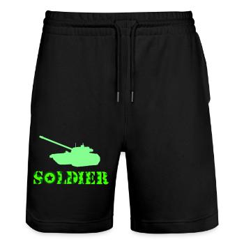 panzer soldat - Stanley/Stella Unisex Bio Joggingshorts Trainer  - Schwarz - Vorne - Nik (191cm) & Marisol (170cm)