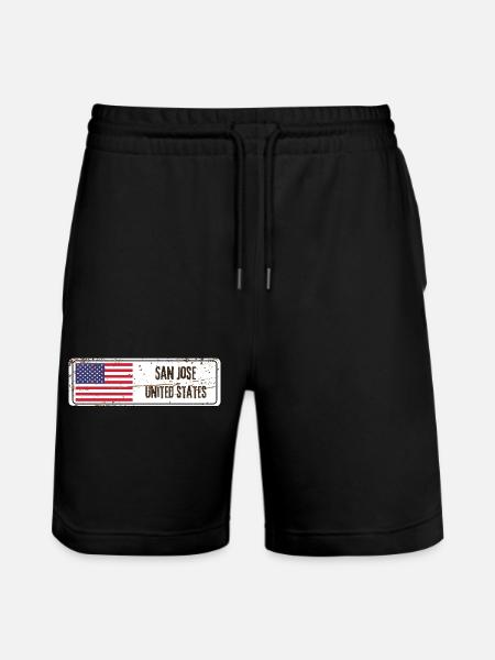 San Jose Flag - Stanley/Stella Trainer Unisex Organic Jogging Shorts - black
