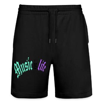 Music is Life Musik ist Leben Liebe Spruch Zitat - Stanley/Stella Unisex Bio Joggingshorts Trainer  - Schwarz - Vorne - Nik (191cm) & Marisol (170cm)