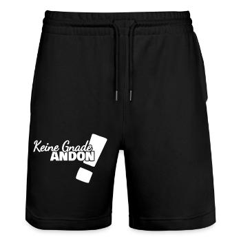 Funny Andon - Stanley/Stella Trainer Unisex Organic Jogging Shorts - black - Front - Nik (191cm) & Marisol (170cm)