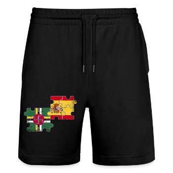 Dominica Spain Vintage Flag Dominican - Stanley/Stella Trainer Unisex Organic Jogging Shorts - black - Front - Nik (191cm) & Marisol (170cm)