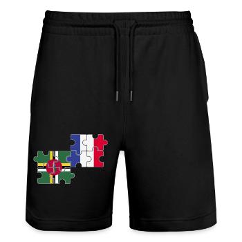 Dominica France Flag Dominican - Stanley/Stella Trainer Unisex Organic Jogging Shorts - black - Front - Nik (191cm) & Marisol (170cm)