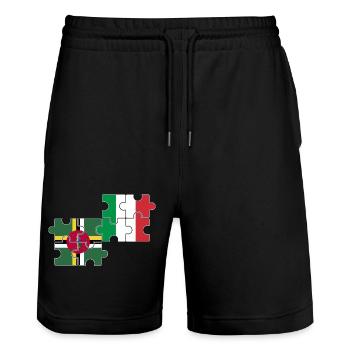 Dominica Italy Flag Dominicans - Stanley/Stella Trainer Unisex Organic Jogging Shorts - black - Front - Nik (191cm) & Marisol (170cm)