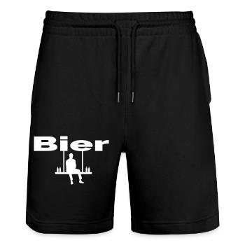 Bier - Stanley/Stella Unisex Bio Joggingshorts Trainer  - Schwarz - Vorne - Nik (191cm) & Marisol (170cm)