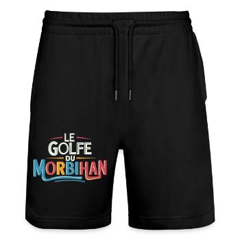 Le Golfe du Morbihan - Short de jogging bio TRAINER Stanley/Stella unisexe - noir - Devant - Nik (191cm) & Marisol (170cm)